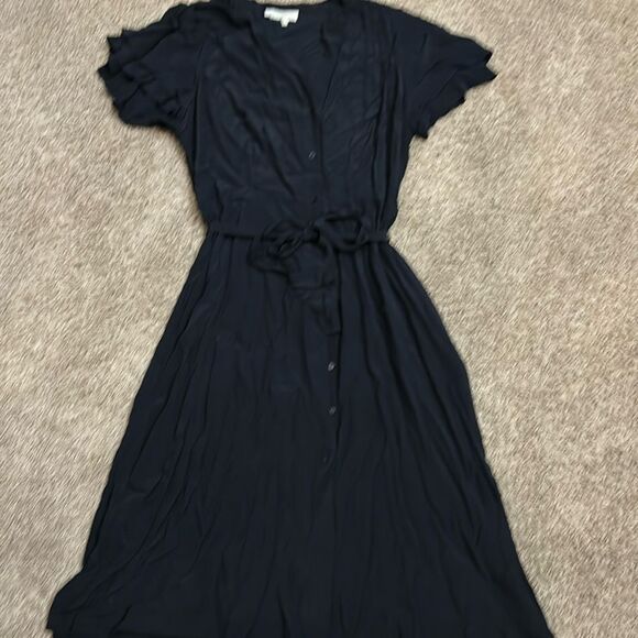Hobbs navy blue maxi button down dress. Size 12 - Picture 1 of 4